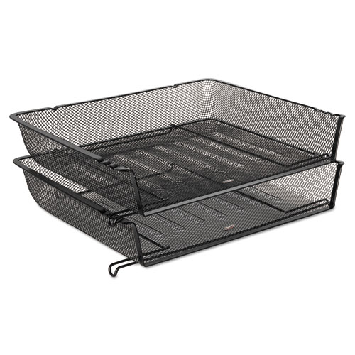 Mesh Stacking Side Load Tray, 1 Section, Letter Size Files, 14.25" x 10.13" x 2.75", Black. Picture 2