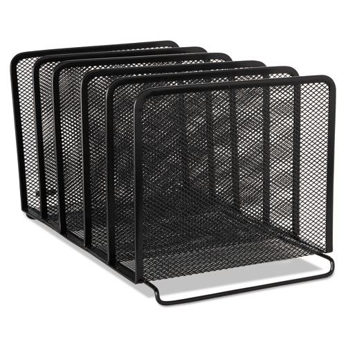 Mesh Stacking Sorter, 5 Sections, Letter to Legal Size Files, 8.25" x 14.38" x 7.88", Black. Picture 1