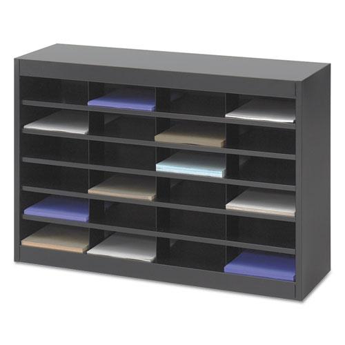 Steel/Fiberboard E-Z Stor Sorter, 24 Compartments, 37.5 x 12.75 x 25.75, Black. Picture 2