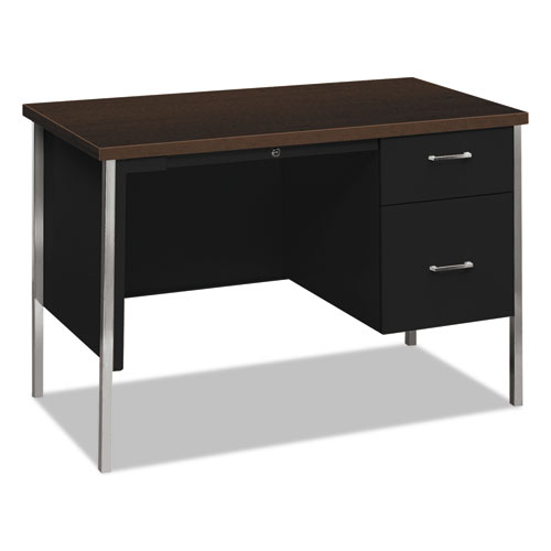 34000 Series Right Pedestal Desk, 45.25" x 24" x 29.5", Mocha/Black. Picture 1
