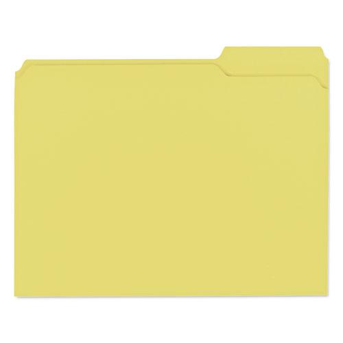 Reinforced Top-Tab File Folders, 1/3-Cut Tabs: Assorted, Letter Size, 1" Expansion, Yellow, 100/Box. Picture 5