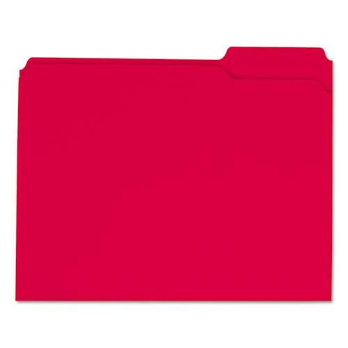 Reinforced Top-Tab File Folders, 1/3-Cut Tabs: Assorted, Letter Size, 1" Expansion, Red, 100/Box. Picture 1