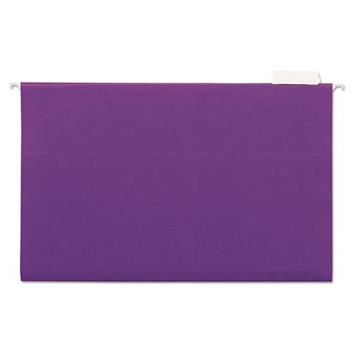 Deluxe Bright Color Hanging File Folders, Legal Size, 1/5-Cut Tabs, Violet, 25/Box. Picture 2