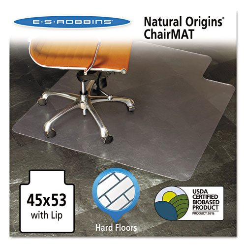 Natural Origins Chair Mat with Lip For Hard Floors, 45 x 53, Clear. Picture 1