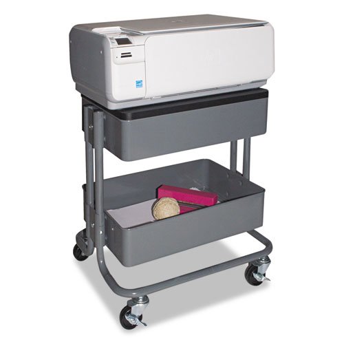 Adjustable Multi-Use Storage Cart and Stand-Up Workstation, 15.25" x 11" x 18.5" to 39", Gray. Picture 4