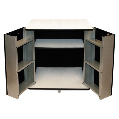 Refreshment Stand, Two-Shelf, 29.5w x 21d x 33h, Black/White. Picture 2