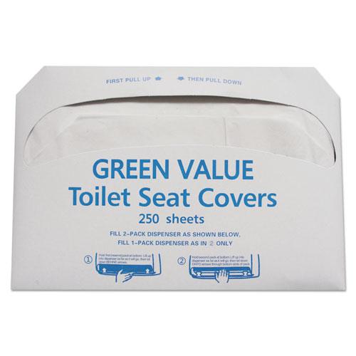 Half-Fold Toilet Seat Covers, 14.75 x 16.5, White, 5,000/Carton. Picture 1