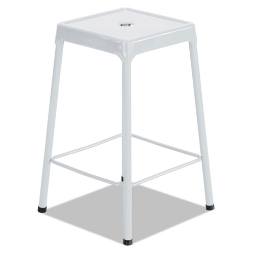 Bar-Height Steel Stool, White. Picture 1