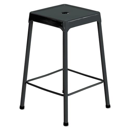 Counter-Height Steel Stool, Backless, Supports Up to 250 lb, 25" Seat Height, Black. Picture 1
