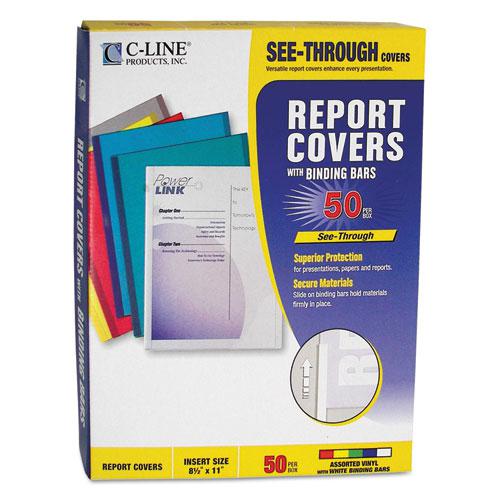 Vinyl Report Covers, 0.13" Capacity, 8.5 x 11, Clear/Assorted, 50/Box. Picture 4