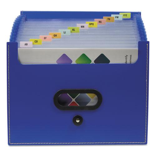 13-Pocket Ladder Expanding File, 10" Expansion, 13 Sections, 1/13-Cut Tab, Letter Size, Blue. Picture 4