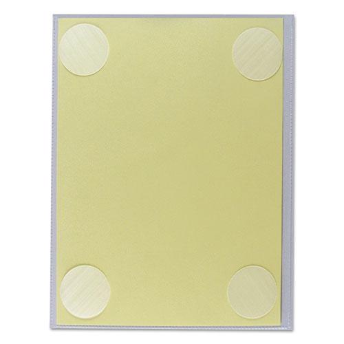 Cubicle Keepers Hook and Loop-Backed Display, 9.2 x 11.41, Velcro Mount, Clear, 25/Pack. Picture 3