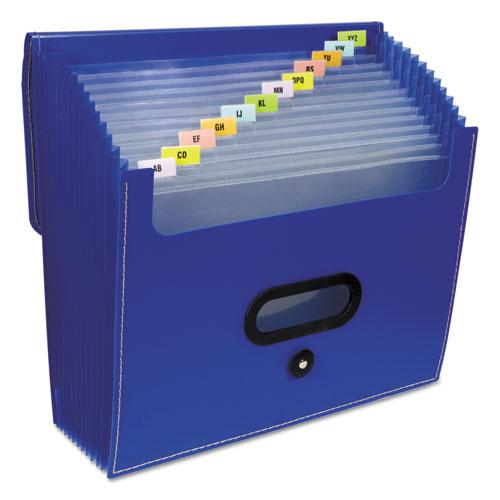 13-Pocket Ladder Expanding File, 10" Expansion, 13 Sections, 1/13-Cut Tab, Letter Size, Blue. Picture 5