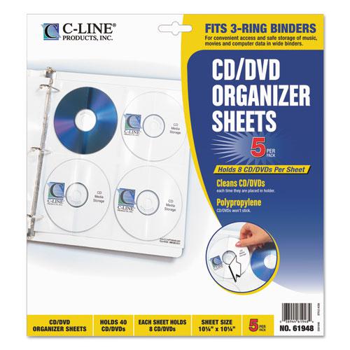 Deluxe CD Ring Binder Storage Pages, Standard, Stores 8 CDs, 5/Pack. Picture 2