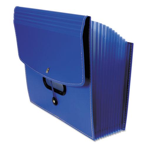 13-Pocket Ladder Expanding File, 10" Expansion, 13 Sections, 1/13-Cut Tab, Letter Size, Blue. Picture 6