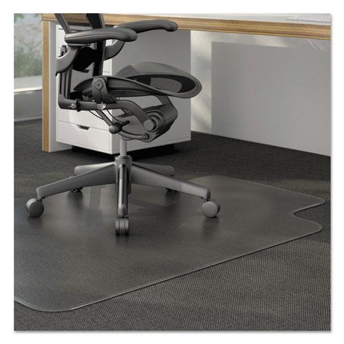 Moderate Use Studded Chair Mat for Low Pile Carpet, 45 x 53, Wide Lipped, Clear. Picture 1