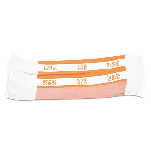 Currency Straps, Orange, $50 in Dollar Bills, 1000 Bands/Pack. Picture 1