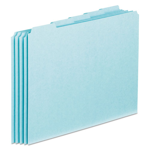 Blank Top Tab File Guides, 1/5-Cut Top Tab, Blank, 8.5 x 11, Blue, 100/Box. Picture 1