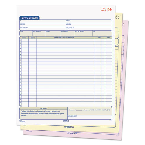 Purchase Order Book, 22 Lines, Three-Part Carbonless, 8.38 x 10.19, 50 Forms Total. Picture 3
