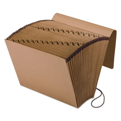 Kraft Indexed Expanding File, 31 Sections, Elastic Cord Closure, 1/15-Cut Tabs, Letter Size, Brown. Picture 1