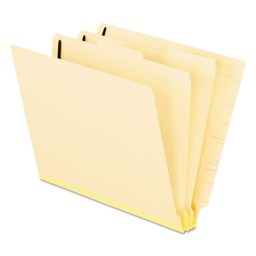 Manila End Tab Classification Folders, 2" Expansion, 2 Dividers, 6 Fasteners, Letter Size, Manila Exterior, 10/Box. Picture 1