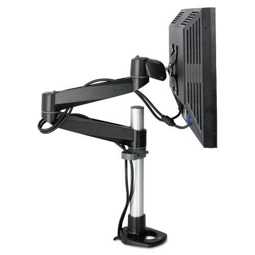 Dual Monitor Swivel Arm, 360 Degree Rotation, +15 Degree/-90 Degree Tilt, 180 Degree Pan, Black/Gray, Supports 30 lb. Picture 3