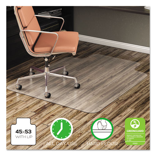 EconoMat Anytime Use Chair Mat for Hard Floor, 45 x 53 w/Lip, Clear. Picture 1