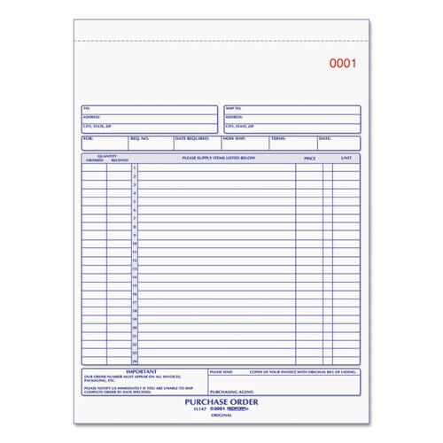 Purchase Order Book, 17 Lines, Three-Part Carbonless, 8.5 x 11, 50 Forms Total. Picture 1