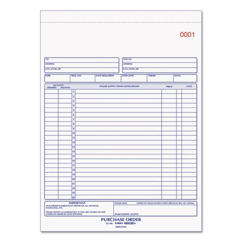 Purchase Order Book, 17 Lines, Two-Part Carbonless, 8.5 x 11, 50 Forms Total. Picture 1
