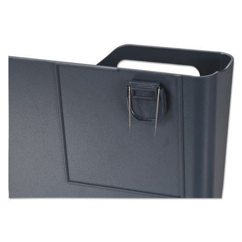 Recycled Plastic Cubicle Single File Pocket, Cubicle Pins Mount, 13.5 x 3 x 7, Charcoal. Picture 4
