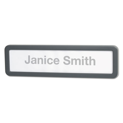 Recycled Cubicle Nameplate with Rounded Corners, 9 x 2.5, Charcoal. Picture 2
