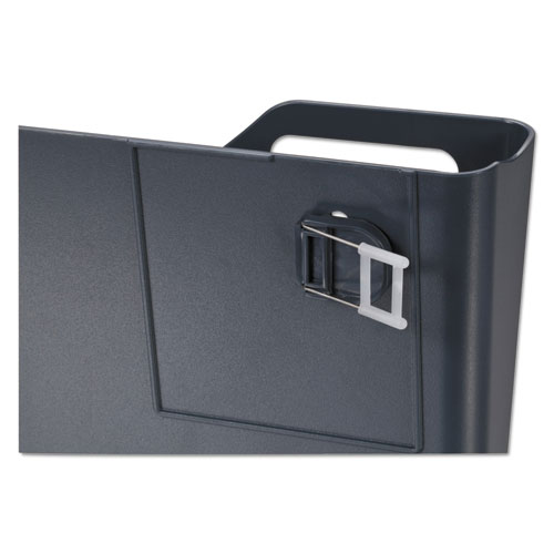 Recycled Plastic Cubicle Single File Pocket, Cubicle Pins Mount, 13.5 x 3 x 7, Charcoal. Picture 3