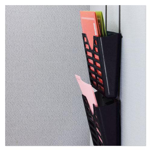 VerticalMate Cubicle Wall File Pocket, 3 Sections, Letter Size, 13.5" x 6" x 28", Charcoal, 3/Pack. Picture 3