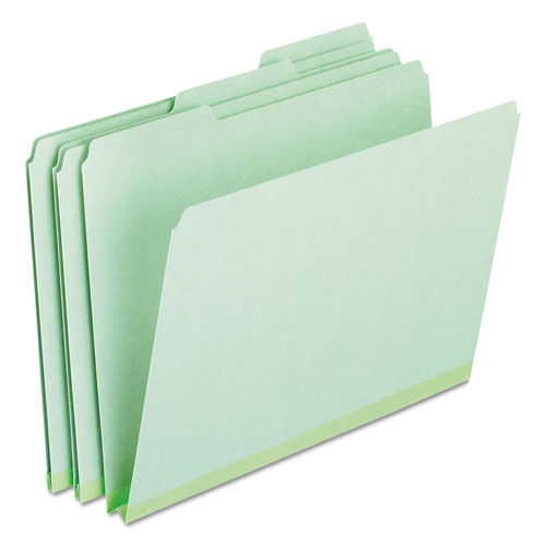 Pressboard Expanding File Folders, 1/3-Cut Tabs: Assorted, Letter Size, 1" Expansion, Green, 25/Box. Picture 1