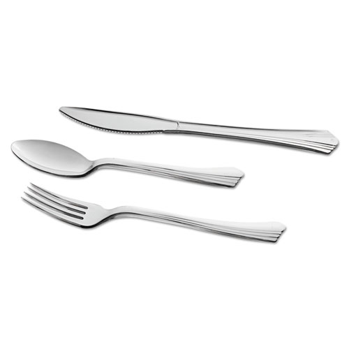 Reflections Heavyweight Plastic Utensils, Fork, Silver, 7", 40/pack. Picture 2