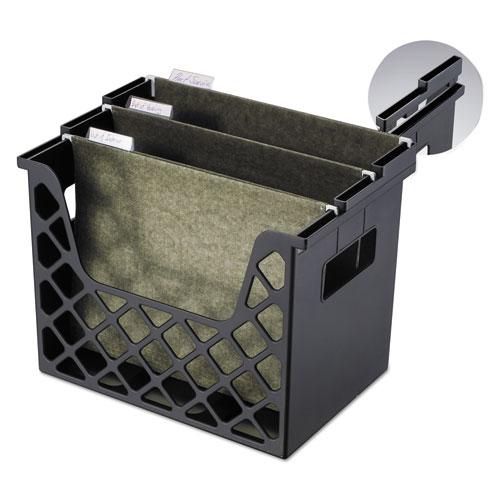 Recycled Desktop File Organizer, 3 Sections, Letter Size Files, 13.25" x 8.63" x 10.75", Black. Picture 2