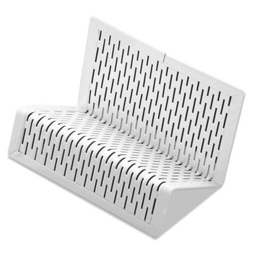 Urban Collection Punched Metal Business Card Holder, Holds 50 2 x 3.5 Cards, Perforated Steel, White. Picture 1