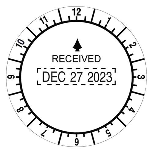 Time and Date Received Round Stamp, Conventional, 2" Diameter. Picture 2