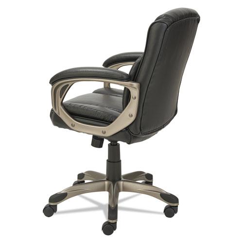 Alera Veon Series Low-Back Bonded Leather Task Chair, Supports 275 lb, 17.72" to 20.67" Seat, Black Seat/Back, Graphite Base. Picture 2