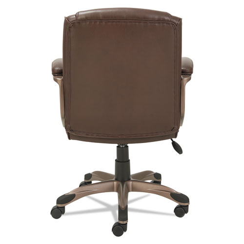 Alera Veon Series Low-Back Bonded Leather Task Chair, Supports 275lb, 19.25" to 23" Seat Height, Brown Seat/Back, Bronze Base. Picture 3