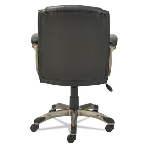 Alera Veon Series Low-Back Bonded Leather Task Chair, Supports 275 lb, 17.72" to 20.67" Seat, Black Seat/Back, Graphite Base. Picture 4