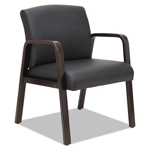 Alera Reception Lounge WL Series Guest Chair, 24.21" x 24.8" x 32.67", Black Seat, Black Back, Espresso Base. Picture 1