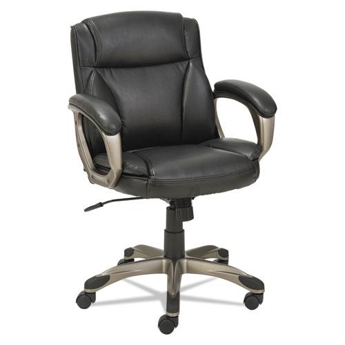 Alera Veon Series Low-Back Bonded Leather Task Chair, Supports 275 lb, 17.72" to 20.67" Seat, Black Seat/Back, Graphite Base. The main picture.