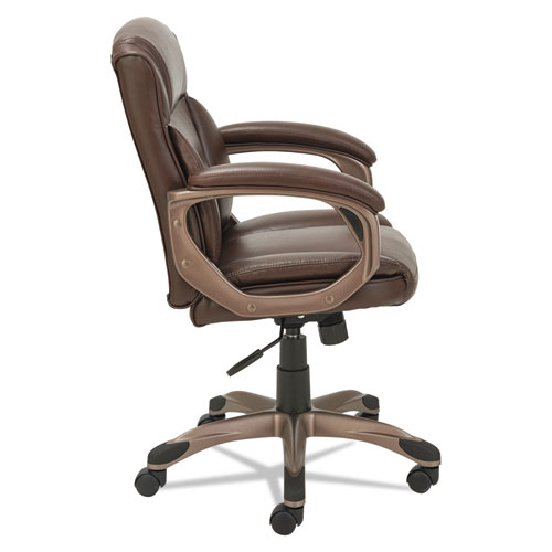 Alera Veon Series Low-Back Bonded Leather Task Chair, Supports 275lb, 19.25" to 23" Seat Height, Brown Seat/Back, Bronze Base. Picture 5