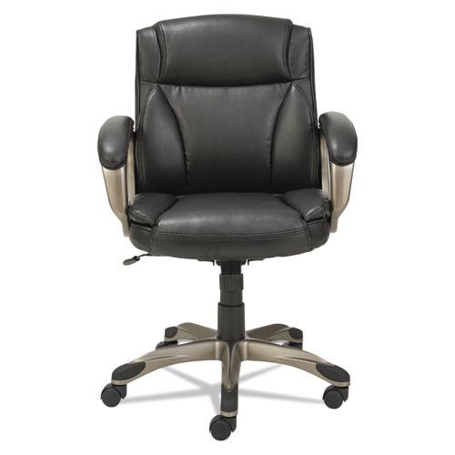 Alera Veon Series Low-Back Bonded Leather Task Chair, Supports 275 lb, 17.72" to 20.67" Seat, Black Seat/Back, Graphite Base. Picture 5