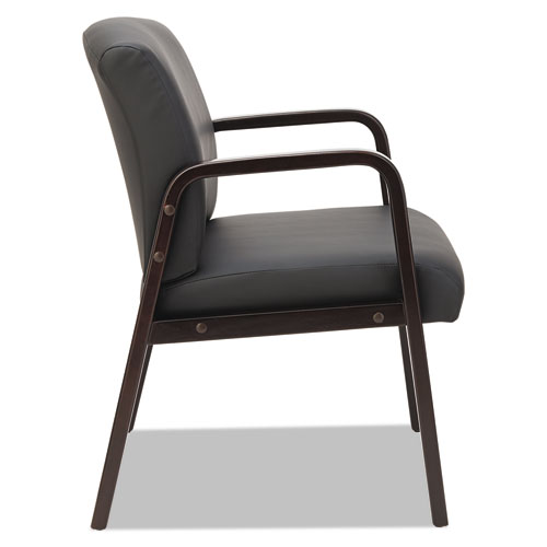 Alera Reception Lounge WL Series Guest Chair, 24.21" x 24.8" x 32.67", Black Seat, Black Back, Espresso Base. Picture 4