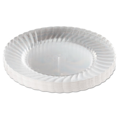 Classicware Plastic Plates, 9" dia, Clear, 12 Plates/Pack. Picture 1