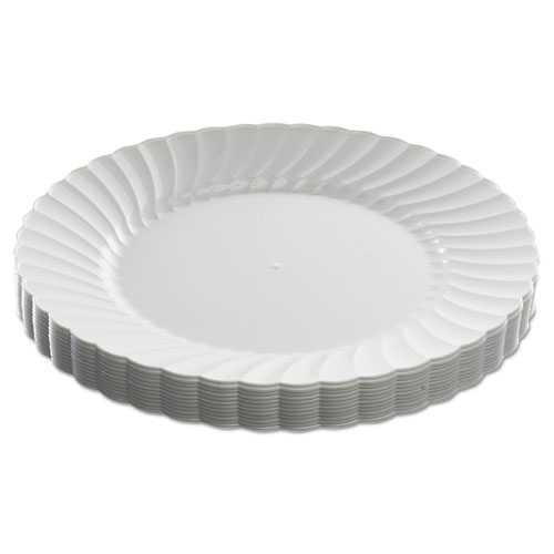 Classicware Plastic Dinnerware Plates, 9" dia, White, 12/Pack. Picture 1