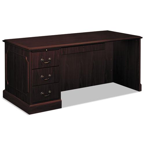 94000 Series "L" Workstation Desk for Return on Right, 66" x 30" x 29.5", Mahogany. Picture 1