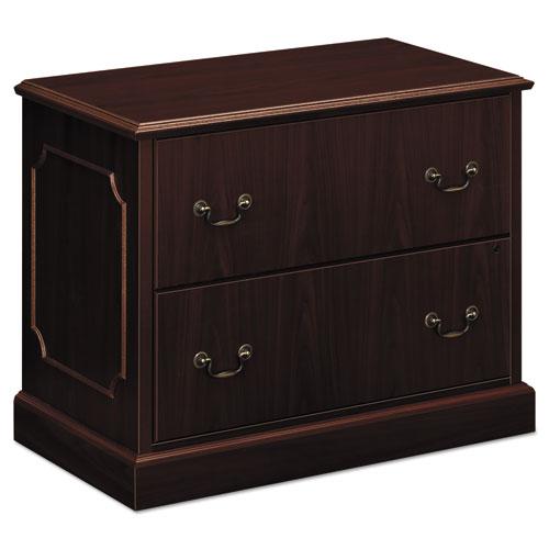 94000 Series Lateral File, 2 File Drawers, Mahogany, 37.5" x 20.5" x 29.5". Picture 1